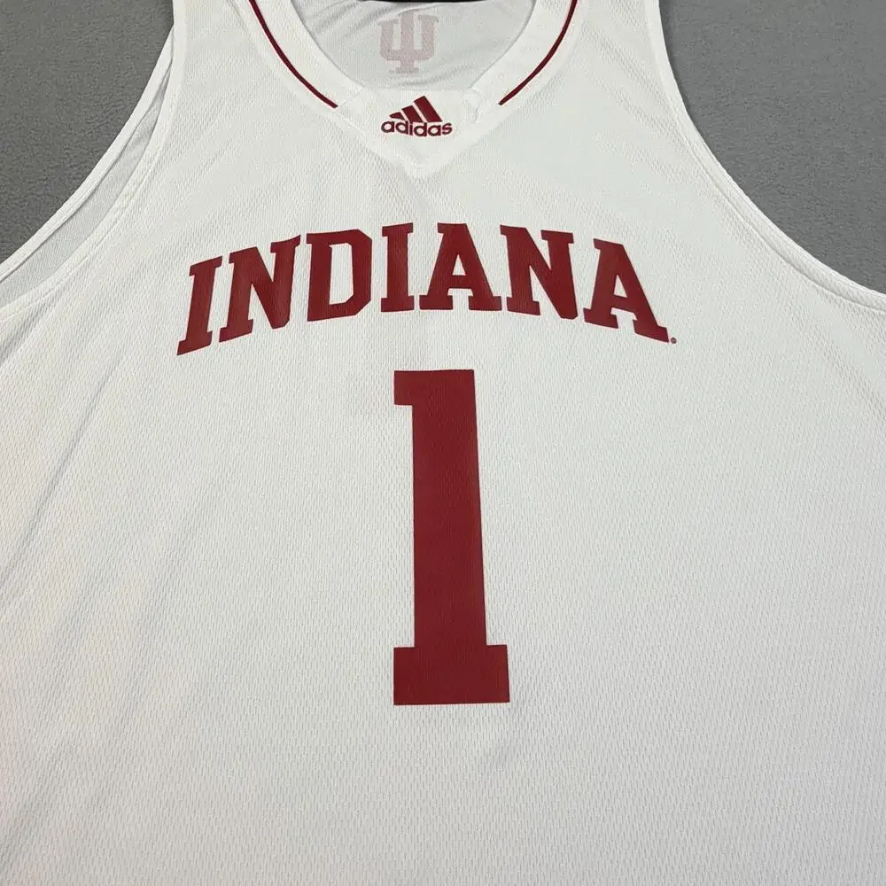 Indiana Hoosiers Jersey Mens XL White NCAA Basketball Adidas #1 IU